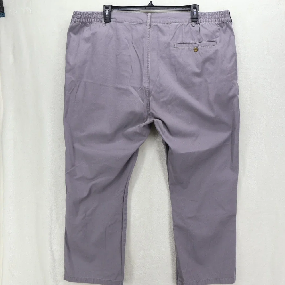 Cotton Traders Men Mercury Pleated Chino Pants Purple Gray Size 50 Elastic Waist